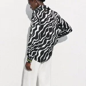 Tops | Black Casual Womens Round Neck Long Sleeve Zebra Print Shirt ...